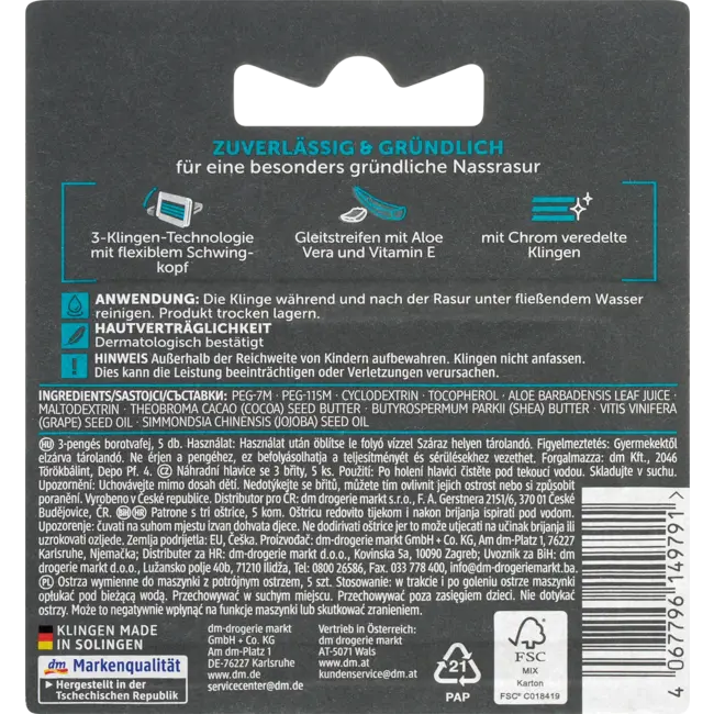 Balea MEN Navulmesjes 3-Bladen Scheermes 5 St