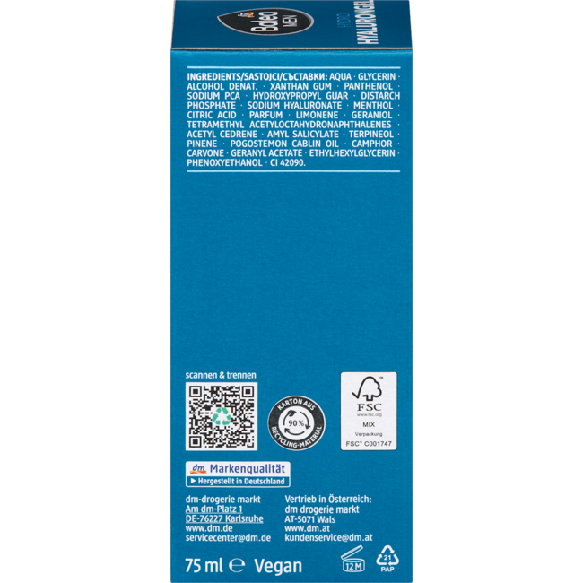 Balea MEN Hyaluron Hydrogel Fresh 75 ml