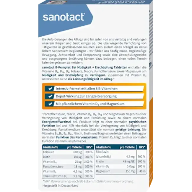 sanotact B-complex + Magnesium + Vitamine D3 Tabletten 40 Stuks 25 g