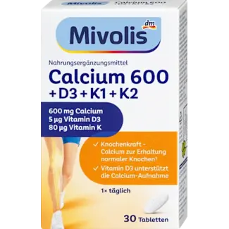 Mivolis Mivolis Calcium 600 + Vitamine D3 + K1 + K2, 30 St.