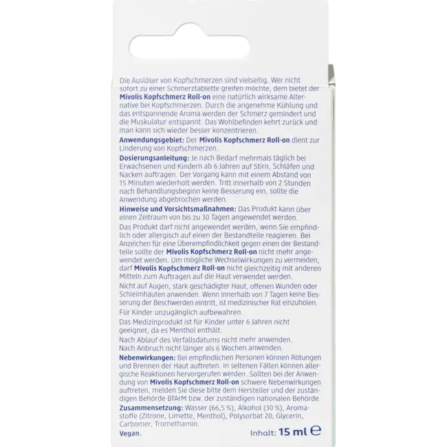 Mivolis Hoofdpijn Roll-on 15 ml