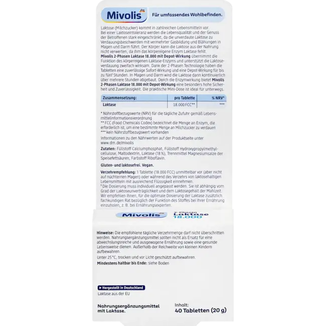 Mivolis Lactase 18000 2-fase Tabletten 40 Stuks 40 St