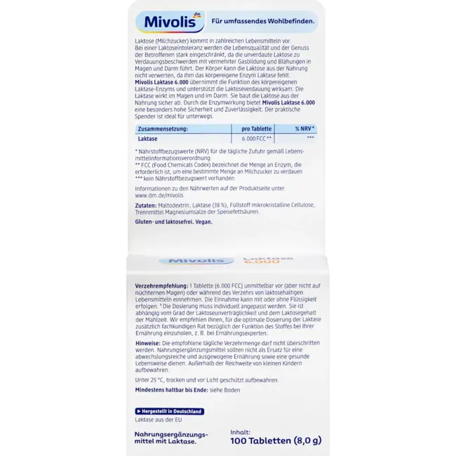 Mivolis Lactase 6000 Mini Tabletten 100 St 100 St