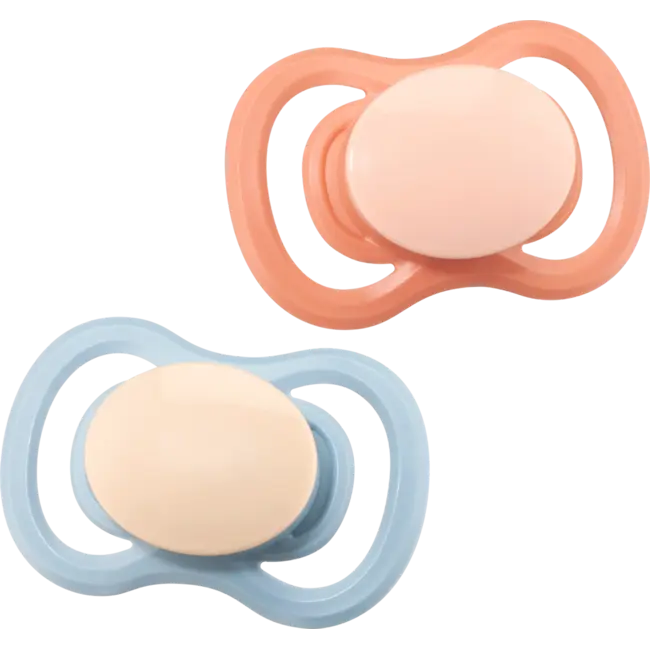 babylove Fopspeen Air Siliconen  symmetrisch, Roze/blauw,  0-6 Maanden 2 St