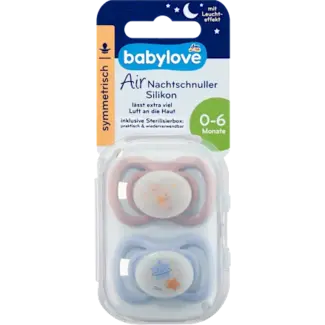 Babylove babylove Fopspeen Air Night Siliconen Symmetrisch, Blauw/Roze, 0-6 Maanden