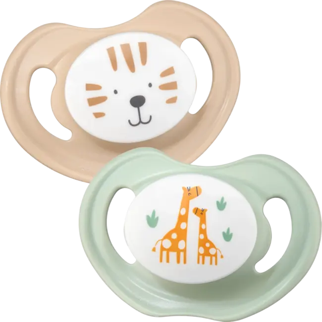 babylove Fopspeen Air Siliconen Symmetrisch, Bruin/groen, Maat 1, 0-6 Maanden 2 St