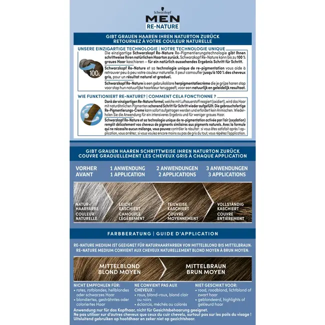 Schwarzkopf Re-Nature Re-Pigmentation Crème Medium Mannen