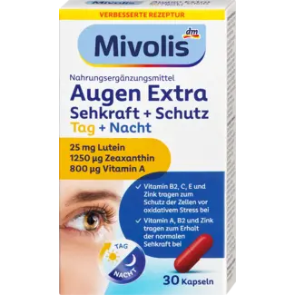 Mivolis Mivolis Ogen Extra Zicht + Bescherming, Dag + Nacht, Capsules, 30 St.