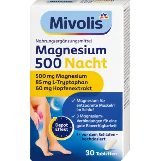 Mivolis Mivolis Mivolis Magnesium 500 Nachtdepot, 30 st