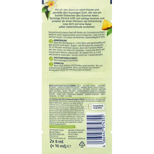 Balea Peel- Off Masker Lemon Love 2x8ml