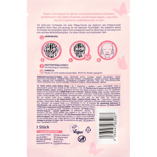 Balea Sheetmask Bloomy Stripes 1 St