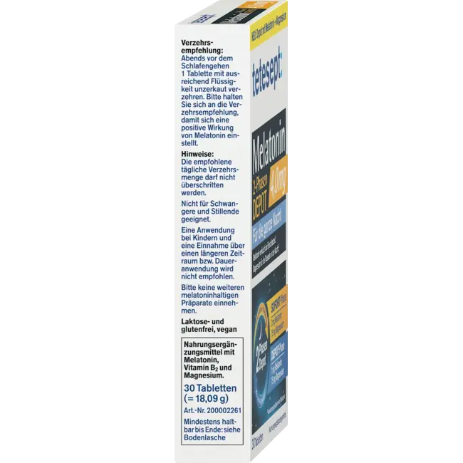 Tetesept Melatonine 2-fasen depot 4 mg, 30 tabletten