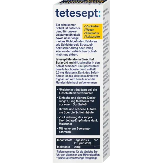 Tetesept Melatonine Spray 2mg 1 stuk