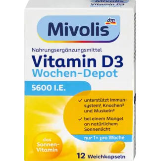 Mivolis Mivolis Vitamine D3 5600 I.e. Weekdepot Zachte Capsules 12 St.