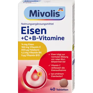Mivolis Mivolis Eisen + Vitamine C + B-vitamine, Tabletten, 40 St.