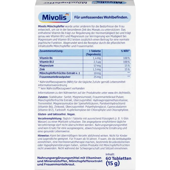 Mivolis Monnikspeper Tabletten 60 St 15.0 g