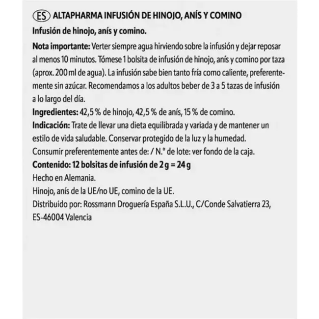 ALTAPHARMA Venkel-Anijs-Karwij Thee 12x2g