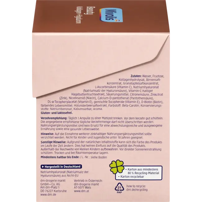 Mivolis Beauty Collageen + Hyaluron, Drinkampullen, 20 St. 500 ml