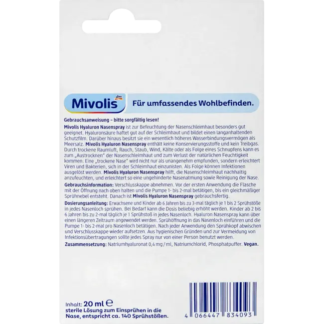 Mivolis Hyaluron Nasenspray 20 ml