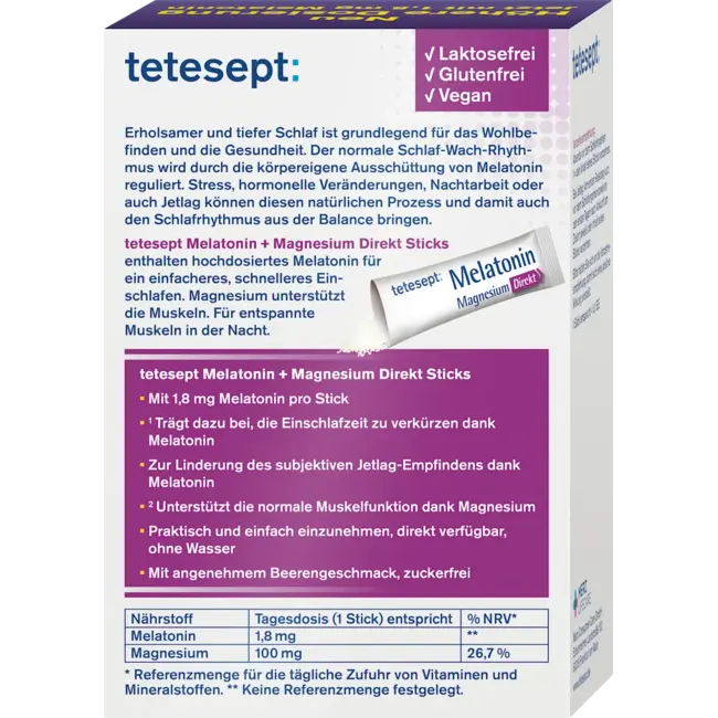 Tetesept Melatonine Magnesium Direkt Sticks 36 g
