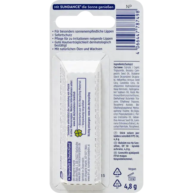 SUNDANCE Lippenverzorging Sensitive SPF 50 4.8 g