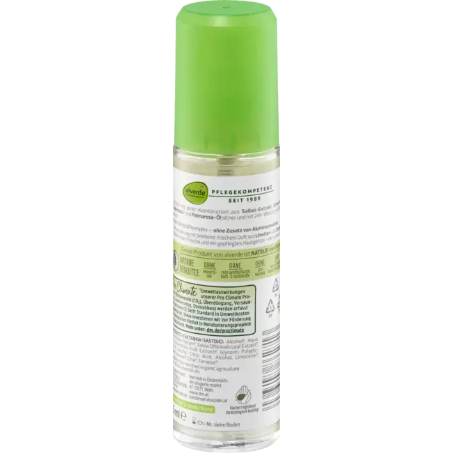 alverde NATURKOSMETIK Deo Spray Lime Limoen Salie 75 ml