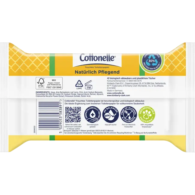 Cottonelle Vochtig Toiletpapier Natuurlijk Verzorgend 42 St