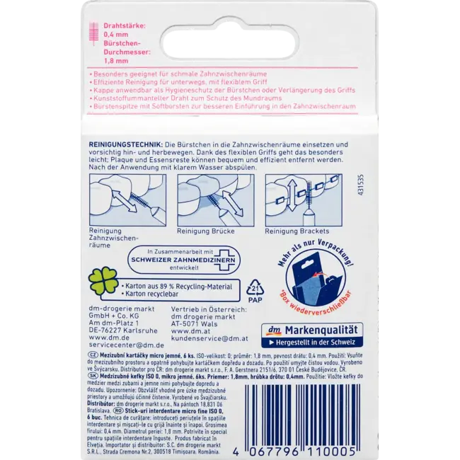 Dontodent Interdentalbürsten Roze 0,4 Mm ISO 0 6 St