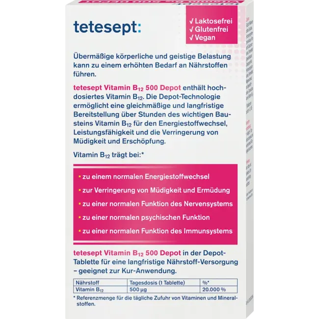 tetesept Vitamine B12 Depot 500µg Tabletten 30 St 8.3 g