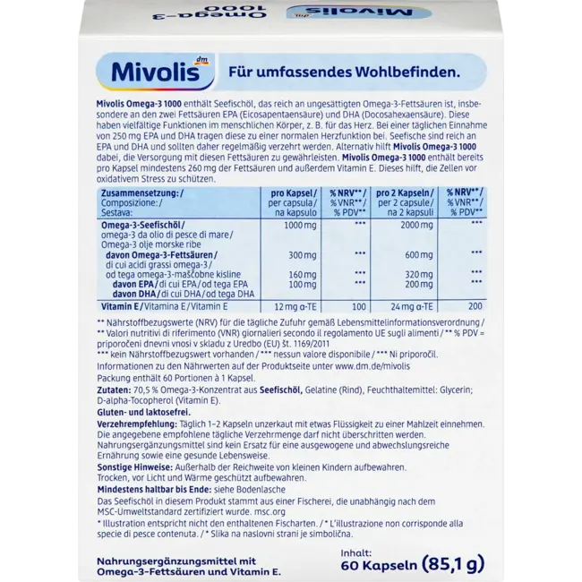 Mivolis Omega-3 1000, Capsules 60 St. 85 g