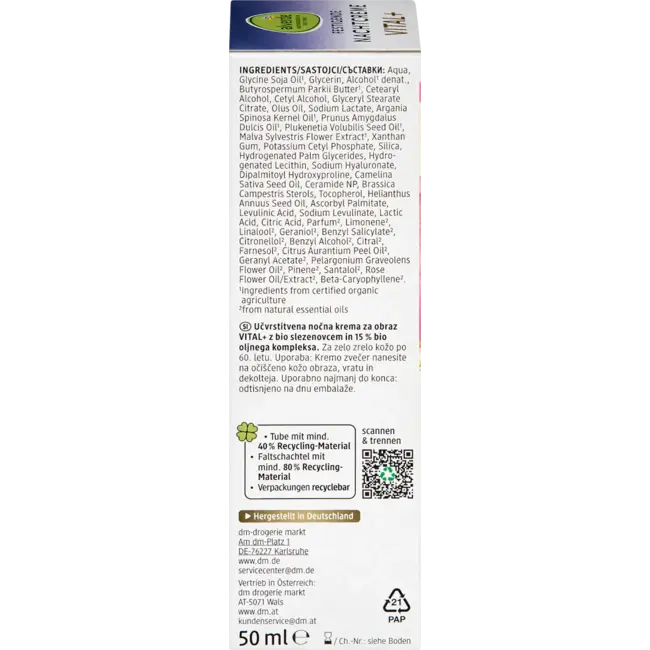 alverde NATURKOSMETIK Nachtcrème Vital + 50 ml
