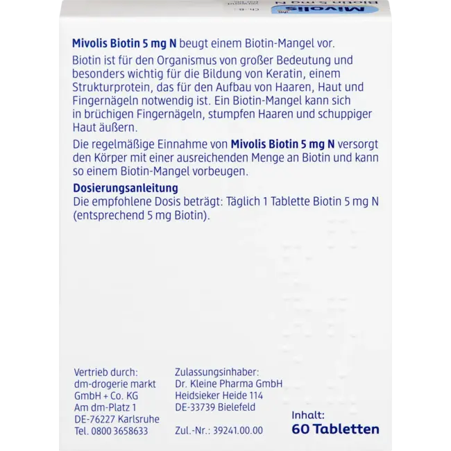 Mivolis Biotine 5 Mg N, Tabletten 60 St
