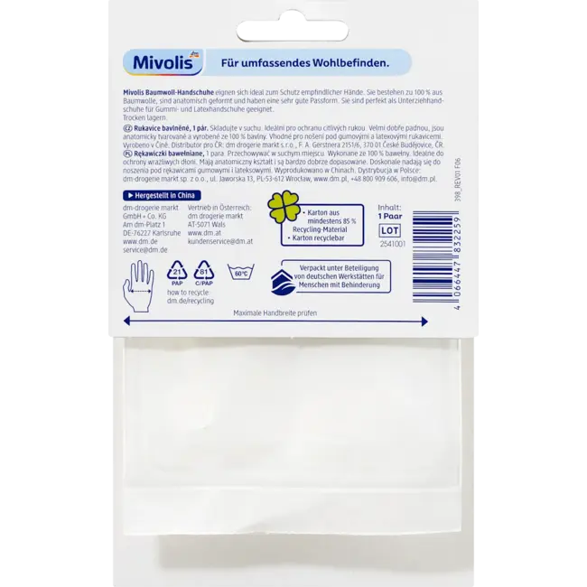 Mivolis Katoenen Handschoenen (1 Paar) 1 St