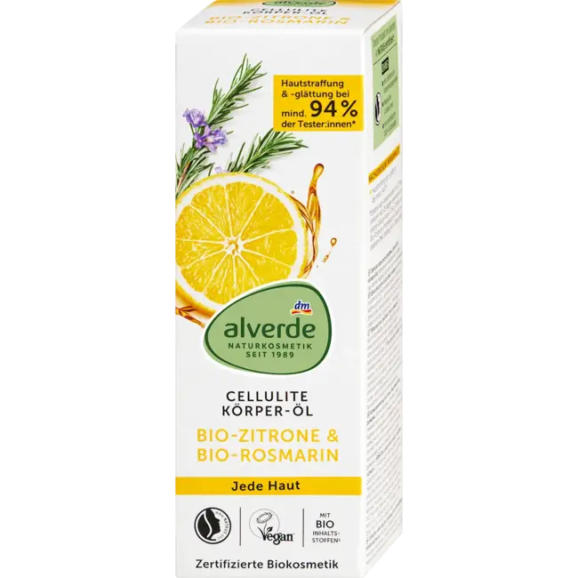 alverde NATURKOSMETIK Lichaamsolie Cellulitis Bio-citroen, Bio-rozemarijn 100 ml