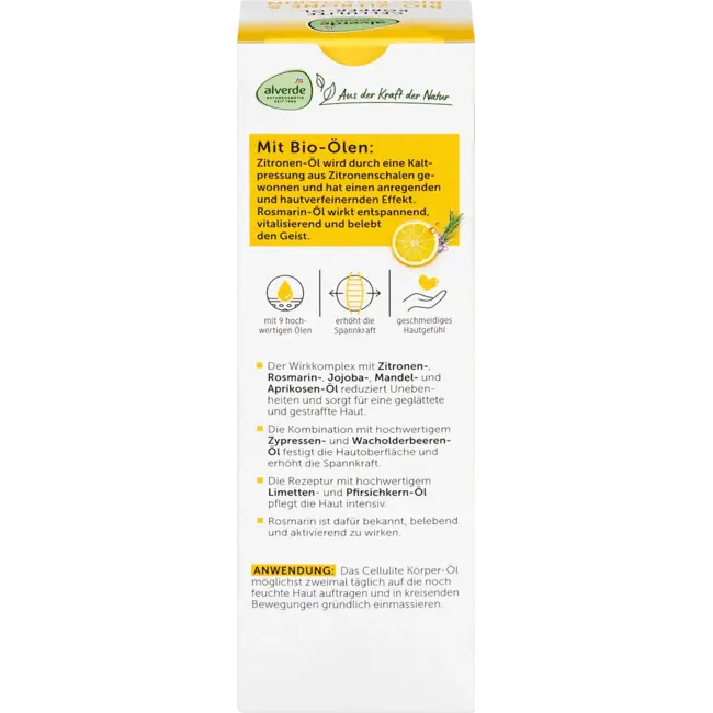 alverde NATURKOSMETIK Lichaamsolie Cellulitis Bio-citroen, Bio-rozemarijn 100 ml