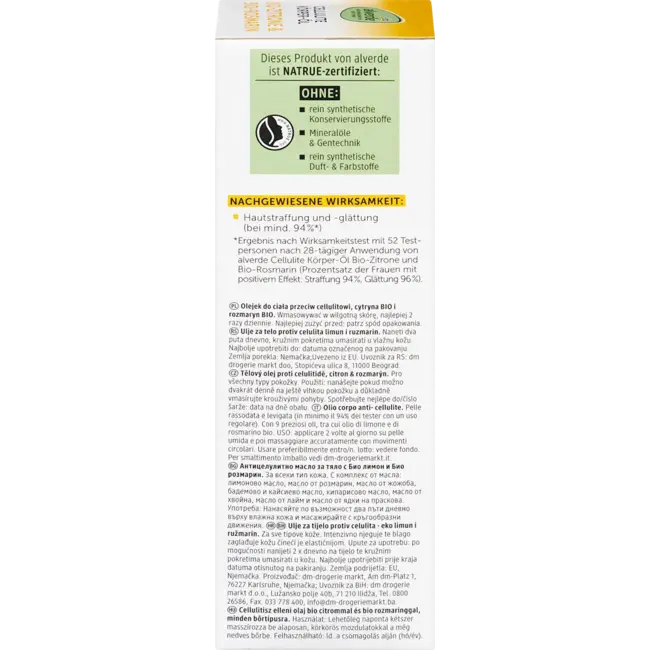 alverde NATURKOSMETIK Lichaamsolie Cellulitis Bio-citroen, Bio-rozemarijn 100 ml