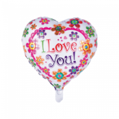 Folieballon I Love You - Bloemen - 46cm