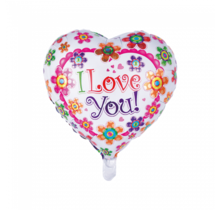 Folieballon I Love You - Bloemen - 46cm