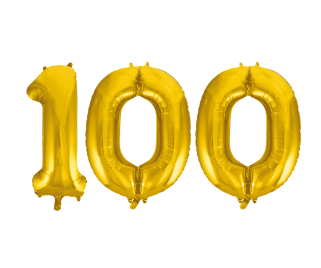 Folieballon 100 jaar Goud 86cm