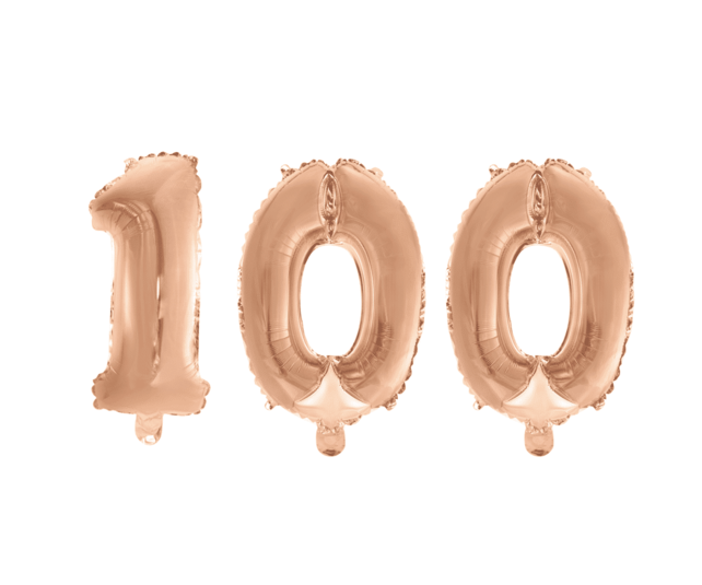 Folieballon 100 jaar Rosé Goud 41cm