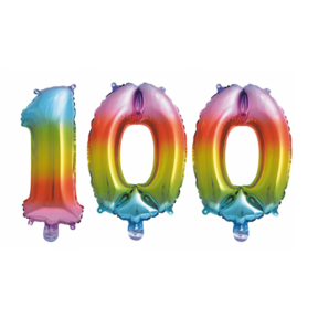 Folieballon 100 jaar Regenboog 86cm