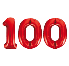 Folieballon 100 jaar rood 86cm