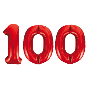Folieballon 100 jaar rood 86cm