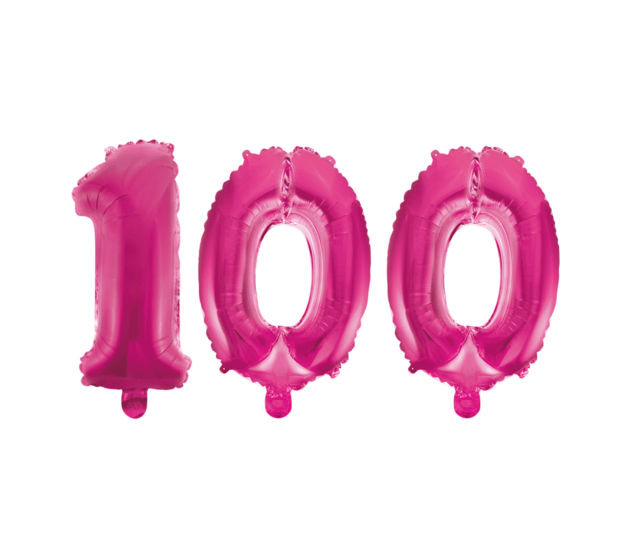 Folieballon 100 jaar roze 41cm
