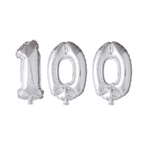 Folieballon 100 jaar zilver 86cm