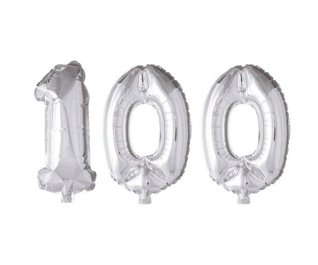 Folieballon 100 jaar zilver 41cm
