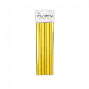 Papieren rietjes metallic goud 20 stuks
