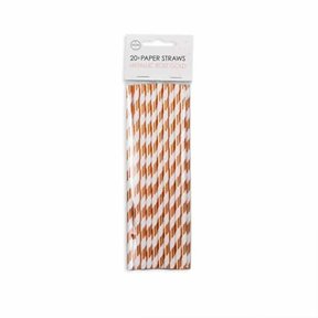 Papieren rietjes rosé goud/wit 20 stuks