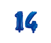 Folieballon 14 jaar blauw 86cm