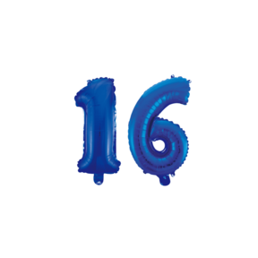 Folieballon 16 jaar blauw 86cm